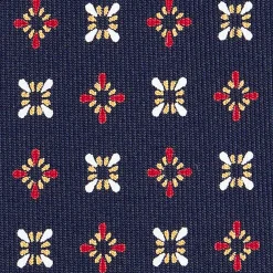 E.Marinella CRAVATTE|Cravatte In Seta Stampata|CRAVATTA SARTORIALE CLASSICA IN SETA BLU SCURO Microfantasia fiore