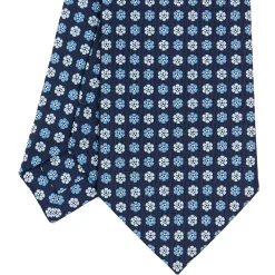 E.Marinella CRAVATTE|Cravatte In Seta Stampata|CRAVATTA SARTORIALE CLASSICA IN SETA BLU SCURO Microfantasia fiore