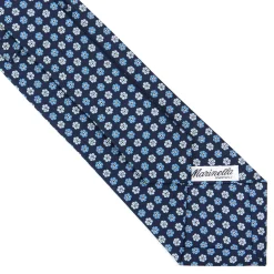 E.Marinella CRAVATTE|Cravatte In Seta Stampata|CRAVATTA SARTORIALE CLASSICA IN SETA BLU SCURO Microfantasia fiore