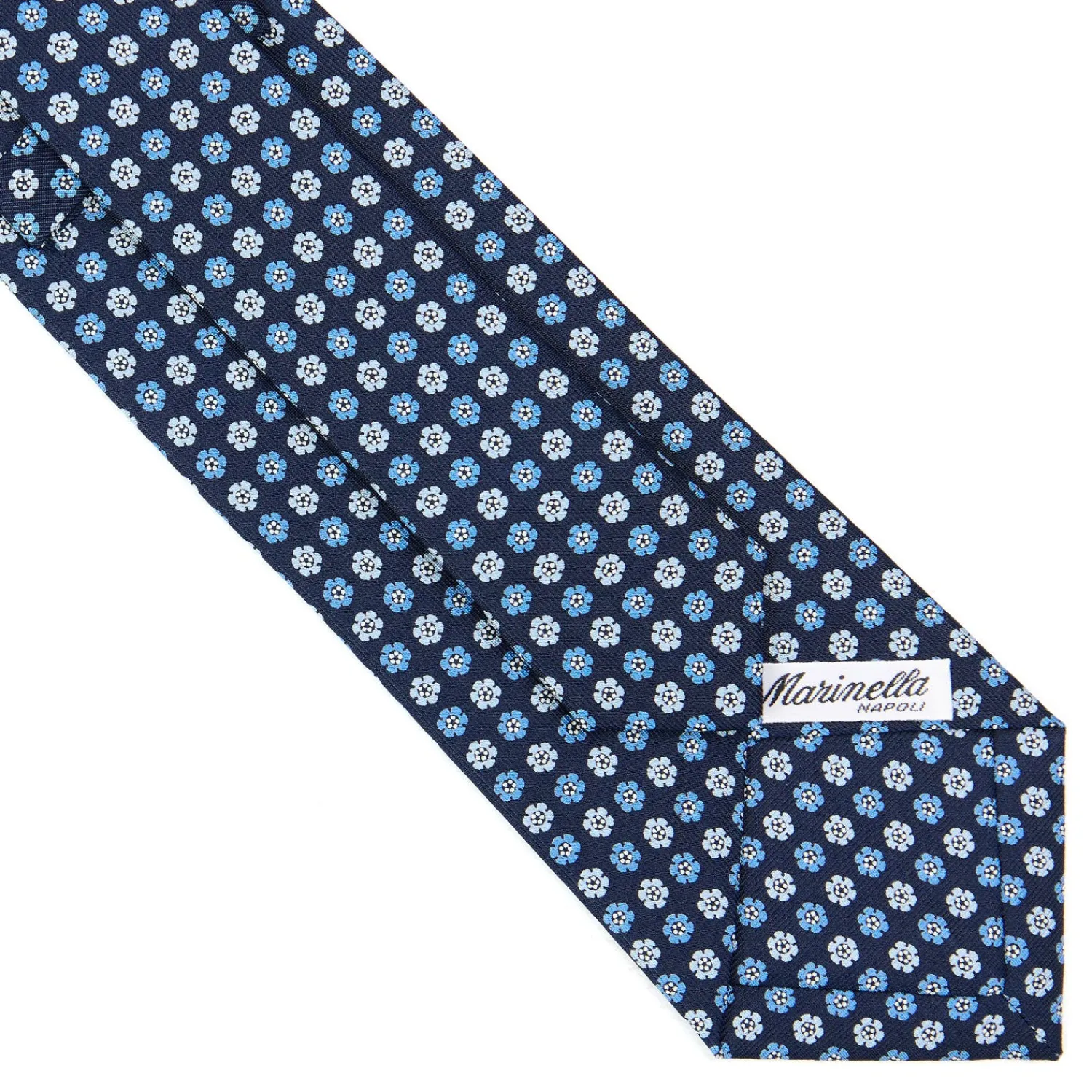E.Marinella CRAVATTE|Cravatte In Seta Stampata|CRAVATTA SARTORIALE CLASSICA IN SETA BLU SCURO Microfantasia fiore