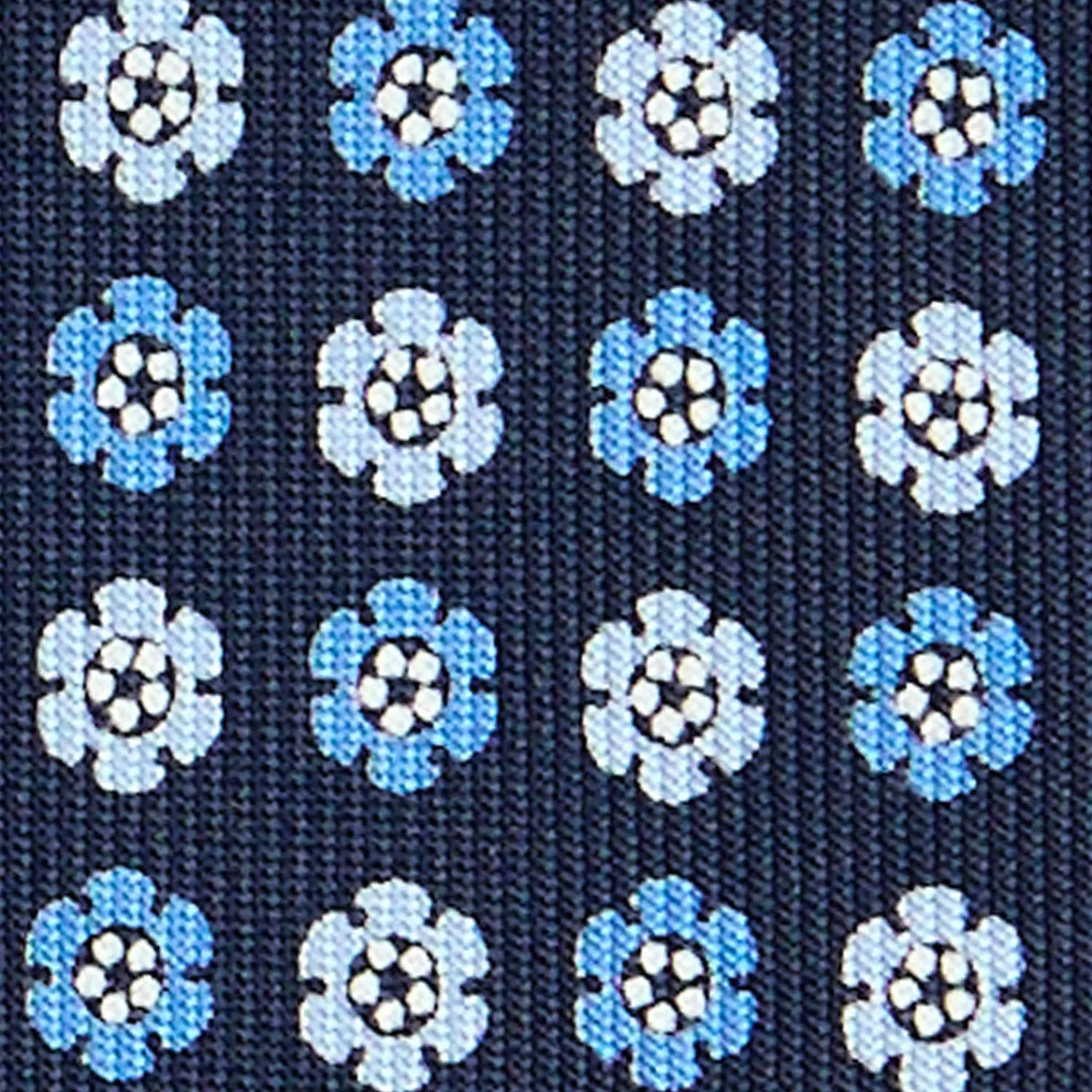 E.Marinella CRAVATTE|Cravatte In Seta Stampata|CRAVATTA SARTORIALE CLASSICA IN SETA BLU SCURO Microfantasia fiore