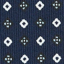 E.Marinella CRAVATTE|Cravatte In Seta Stampata|CRAVATTA SARTORIALE CLASSICA IN SETA BLU SCURO Microfantasia fiore