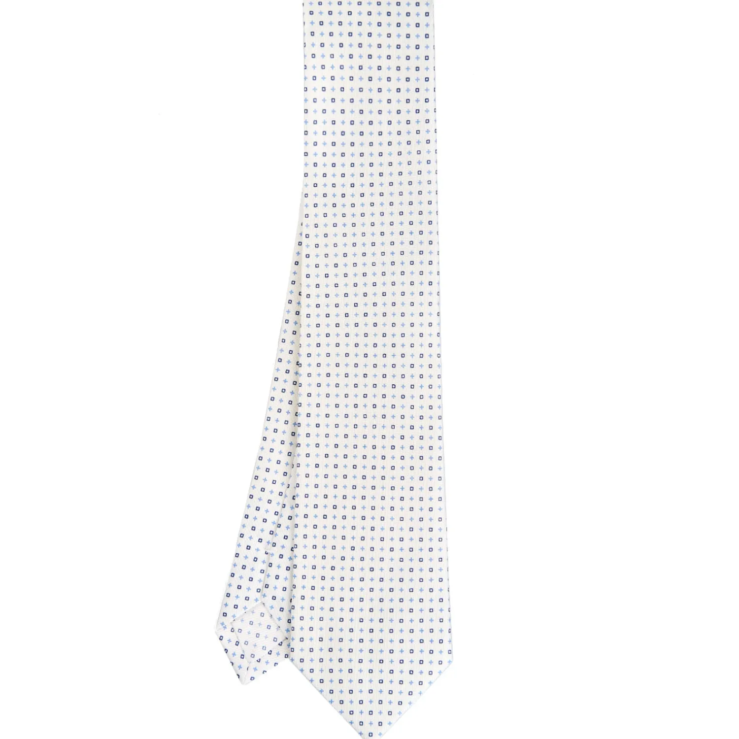 E.Marinella CRAVATTE|Cravatte In Seta Stampata|CRAVATTA SARTORIALE CLASSICA IN SETA BIANCO Microfantasia fiore