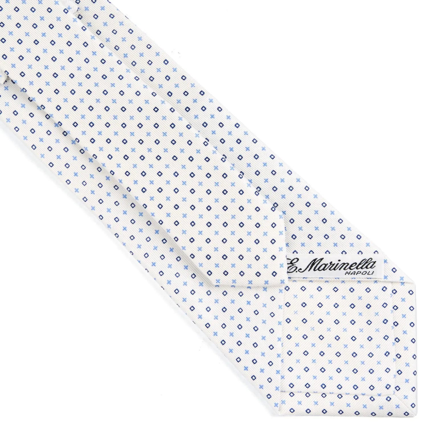 E.Marinella CRAVATTE|Cravatte In Seta Stampata|CRAVATTA SARTORIALE CLASSICA IN SETA BIANCO Microfantasia fiore