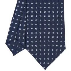 E.Marinella CRAVATTE|Cravatte In Seta Stampata|CRAVATTA SARTORIALE CLASSICA IN SETA BLU SCURO Microfantasia fiore