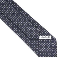 E.Marinella CRAVATTE|Cravatte In Seta Stampata|CRAVATTA SARTORIALE CLASSICA IN SETA BLU SCURO Microfantasia fiore