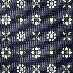 E.Marinella CRAVATTE|Cravatte In Seta Stampata|CRAVATTA SARTORIALE CLASSICA IN SETA BLU SCURO Microfantasia fiore