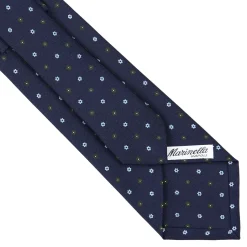 E.Marinella CRAVATTE|Cravatte In Seta Stampata|CRAVATTA SARTORIALE CLASSICA IN SETA BLU SCURO Microfantasia fiore