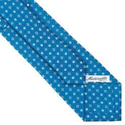 E.Marinella CRAVATTE|Cravatte In Seta Stampata|CRAVATTA SARTORIALE CLASSICA IN SETA BLU MEDIO Microfantasia fiore