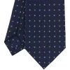 E.Marinella CRAVATTE|Cravatte In Seta Stampata|CRAVATTA SARTORIALE CLASSICA IN SETA BLU SCURO Microfantasia fiore