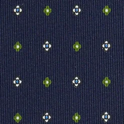 E.Marinella CRAVATTE|Cravatte In Seta Stampata|CRAVATTA SARTORIALE CLASSICA IN SETA BLU SCURO Microfantasia fiore