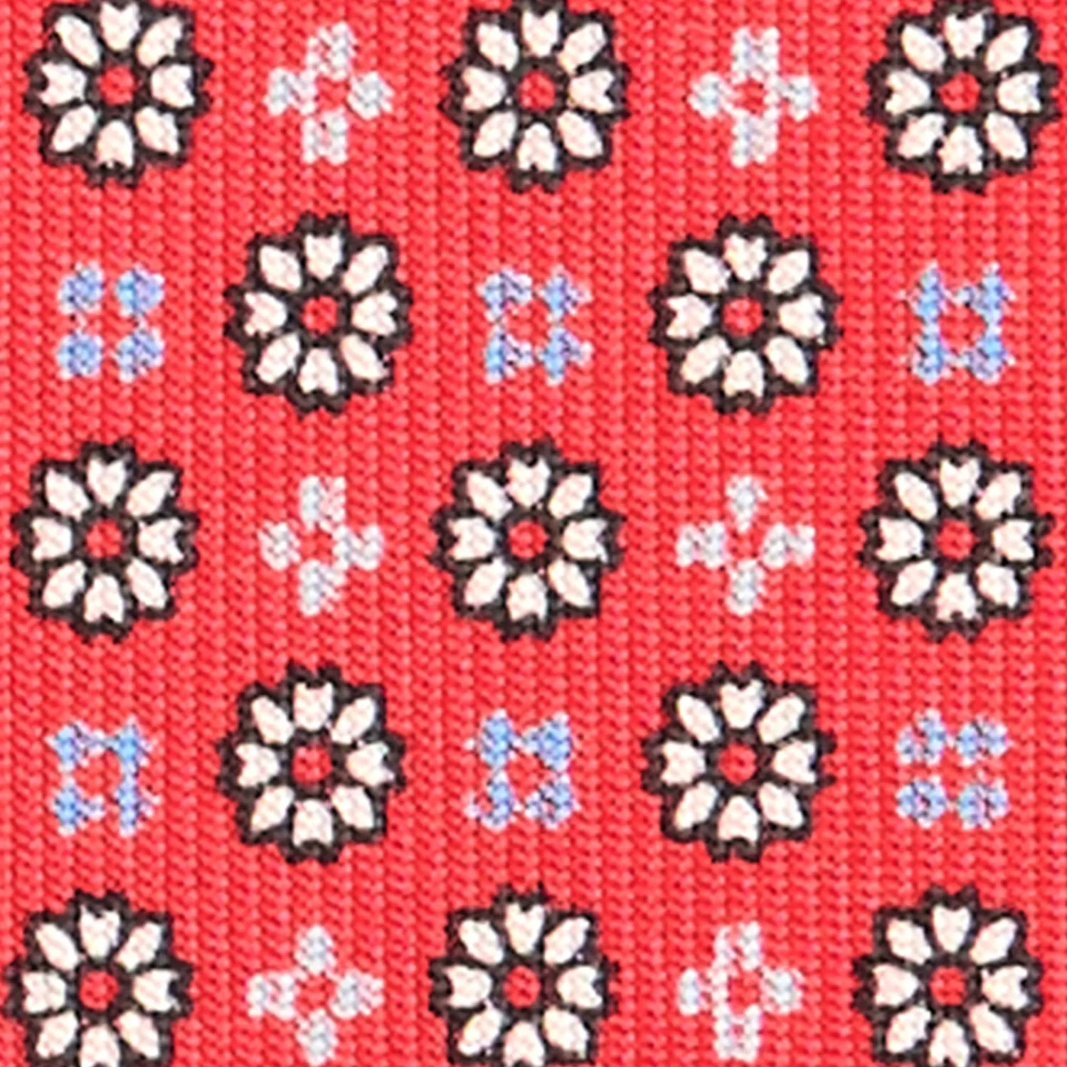 E.Marinella CRAVATTE|Cravatte In Seta Stampata|CRAVATTA SARTORIALE CLASSICA IN SETA ROSSA Microfantasia fiore