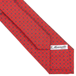 E.Marinella CRAVATTE|Cravatte In Seta Stampata|CRAVATTA SARTORIALE CLASSICA IN SETA ROSSA Microfantasia fiore