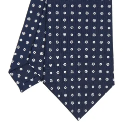 E.Marinella CRAVATTE|Cravatte In Seta Stampata|CRAVATTA SARTORIALE CLASSICA IN SETA BLU SCURO Microfantasia fiore
