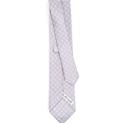 E.Marinella CRAVATTE|Cravatte In Seta Stampata|CRAVATTA SARTORIALE CLASSICA IN SETA GRIGIO CHIARO Microfantasia fiore