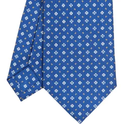 E.Marinella CRAVATTE|Cravatte In Seta Stampata|CRAVATTA SARTORIALE CLASSICA IN SETA BLU Microfantasia fiore