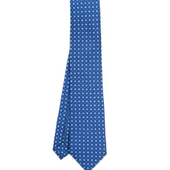 E.Marinella CRAVATTE|Cravatte In Seta Stampata|CRAVATTA SARTORIALE CLASSICA IN SETA BLU Microfantasia fiore