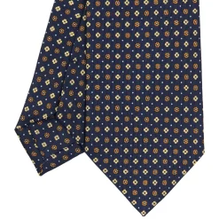 E.Marinella CRAVATTE|Cravatte In Seta Stampata|CRAVATTA SARTORIALE CLASSICA IN SETA BLU SCURO Microfantasia fiore