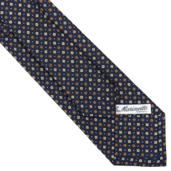 E.Marinella CRAVATTE|Cravatte In Seta Stampata|CRAVATTA SARTORIALE CLASSICA IN SETA BLU SCURO Microfantasia fiore