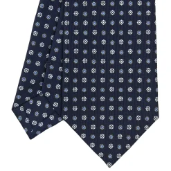 E.Marinella CRAVATTE|Cravatte In Seta Stampata|CRAVATTA SARTORIALE CLASSICA IN SETA BLU SCURO Microfantasia fiore