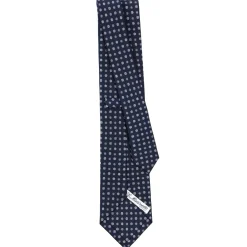 E.Marinella CRAVATTE|Cravatte In Seta Stampata|CRAVATTA SARTORIALE CLASSICA IN SETA BLU SCURO Microfantasia fiore