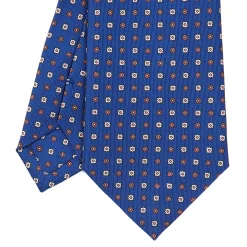 E.Marinella CRAVATTE|Cravatte In Seta Stampata|CRAVATTA SARTORIALE CLASSICA IN SETA BLU Microfantasia fiore