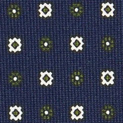 E.Marinella CRAVATTE|Cravatte In Seta Stampata|CRAVATTA SARTORIALE CLASSICA IN SETA BLU SCURO Microfantasia fiore