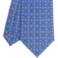 E.Marinella CRAVATTE|Cravatte In Seta Stampata|CRAVATTA SARTORIALE CLASSICA IN SETA AZZURRO POLVERE Microfantasia fiore