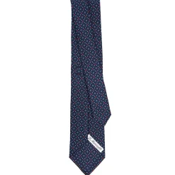 E.Marinella CRAVATTE|Cravatte In Seta Stampata|CRAVATTA SARTORIALE CLASSICA IN SETA BLU SCURO Microfantasia fiore