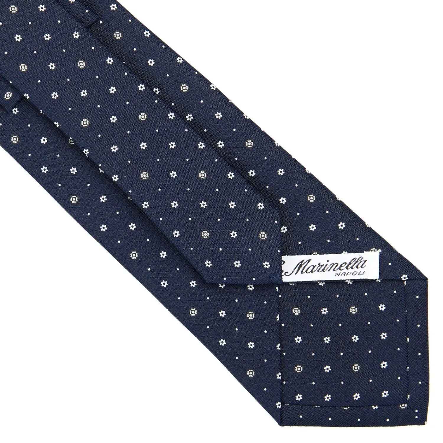 E.Marinella CRAVATTE|Cravatte In Seta Stampata|CRAVATTA SARTORIALE CLASSICA IN SETA BLU SCURO Microfantasia fiore