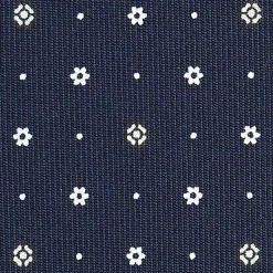 E.Marinella CRAVATTE|Cravatte In Seta Stampata|CRAVATTA SARTORIALE CLASSICA IN SETA BLU SCURO Microfantasia fiore