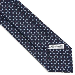 E.Marinella CRAVATTE|Cravatte In Seta Stampata|CRAVATTA SARTORIALE CLASSICA IN SETA BLU SCURO Microfantasia fiore