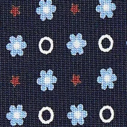 E.Marinella CRAVATTE|Cravatte In Seta Stampata|CRAVATTA SARTORIALE CLASSICA IN SETA BLU SCURO Microfantasia fiore