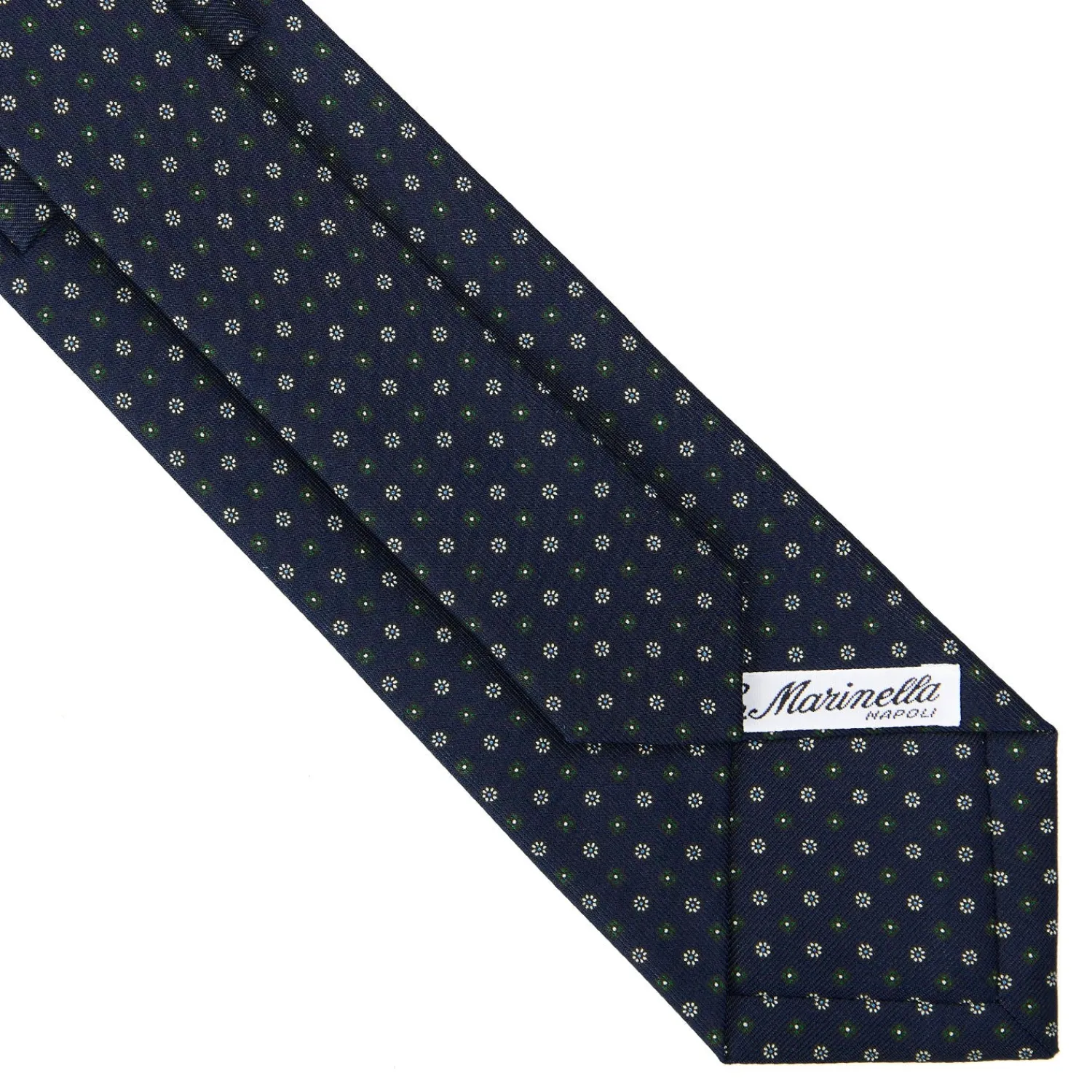 E.Marinella CRAVATTE|Cravatte In Seta Stampata|CRAVATTA SARTORIALE CLASSICA IN SETA BLU SCURO Microfantasia fiore