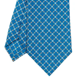 E.Marinella CRAVATTE|Cravatte In Seta Stampata|CRAVATTA SARTORIALE CLASSICA IN SETA BLU MEDIO Microfantasia fiore