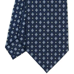 E.Marinella CRAVATTE|Cravatte In Seta Stampata|CRAVATTA SARTORIALE CLASSICA IN SETA BLU SCURO Microfantasia fiore