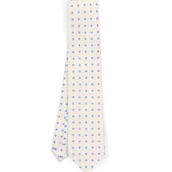 E.Marinella CRAVATTE|Cravatte In Seta Stampata|CRAVATTA SARTORIALE CLASSICA IN SETA BIANCA Microfantasia fiore