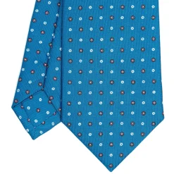 E.Marinella CRAVATTE|Cravatte In Seta Stampata|CRAVATTA SARTORIALE CLASSICA IN SETA BLU MEDIO Microfantasia fiore