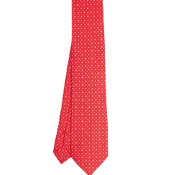 E.Marinella CRAVATTE|Cravatte In Seta Stampata|CRAVATTA SARTORIALE CLASSICA IN SETA ROSSA Microfantasia fiore