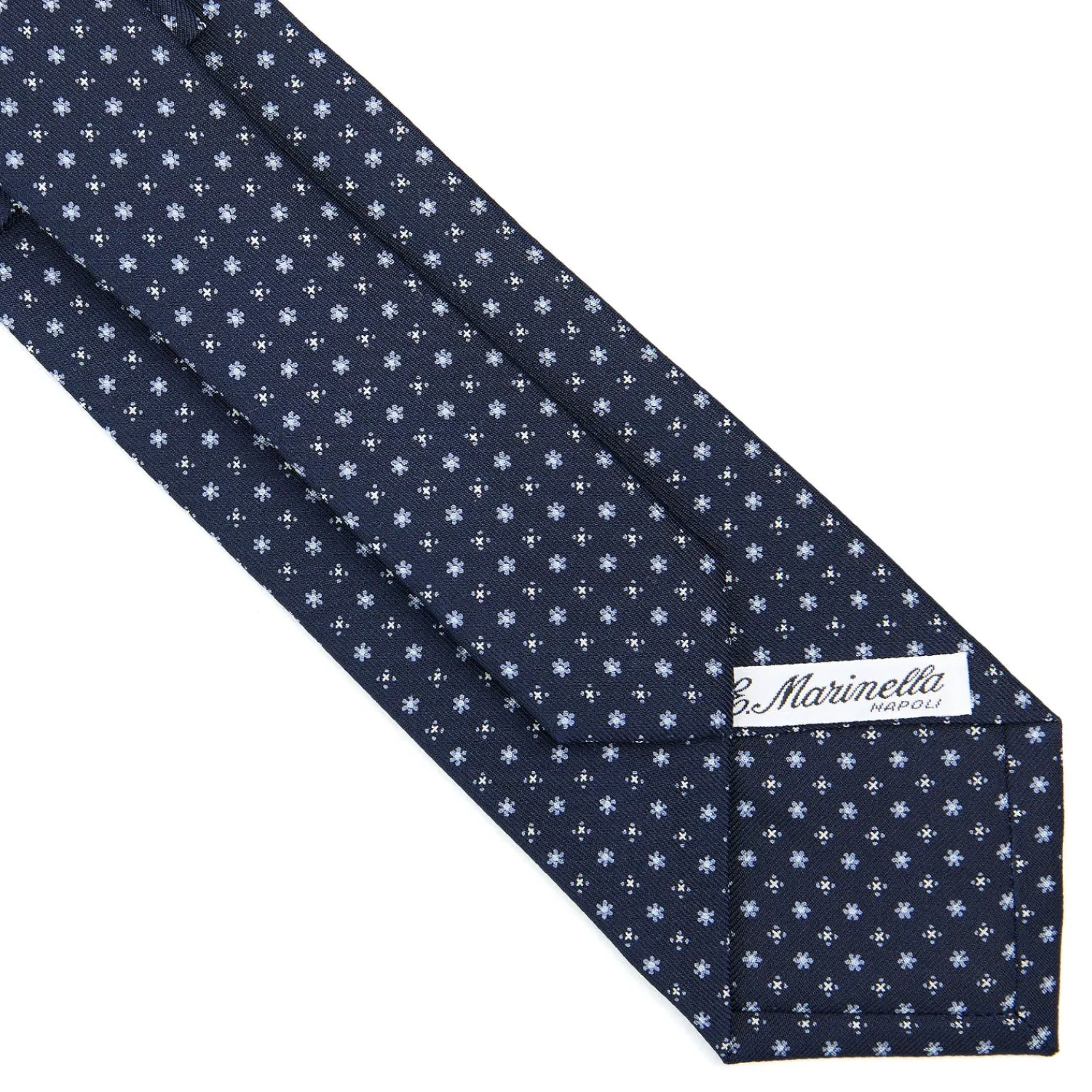 E.Marinella CRAVATTE|Cravatte In Seta Stampata|CRAVATTA SARTORIALE CLASSICA IN SETA BLU SCURO Microfantasia fiore