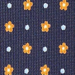 E.Marinella CRAVATTE|Cravatte In Seta Stampata|CRAVATTA SARTORIALE CLASSICA IN SETA BLU SCURO Microfantasia fiore