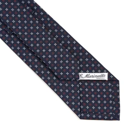 E.Marinella CRAVATTE|Cravatte In Seta Stampata|CRAVATTA SARTORIALE CLASSICA IN SETA BLU SCURO Microfantasia fiore