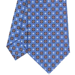 E.Marinella CRAVATTE|Cravatte In Seta Stampata|CRAVATTA SARTORIALE CLASSICA IN SETA AZZURRO POLVERE Microfantasia fiore