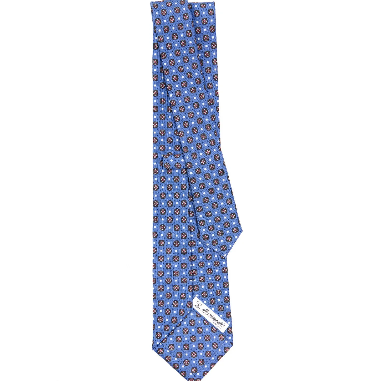 E.Marinella CRAVATTE|Cravatte In Seta Stampata|CRAVATTA SARTORIALE CLASSICA IN SETA AZZURRO POLVERE Microfantasia fiore
