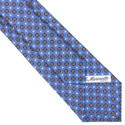 E.Marinella CRAVATTE|Cravatte In Seta Stampata|CRAVATTA SARTORIALE CLASSICA IN SETA AZZURRO POLVERE Microfantasia fiore