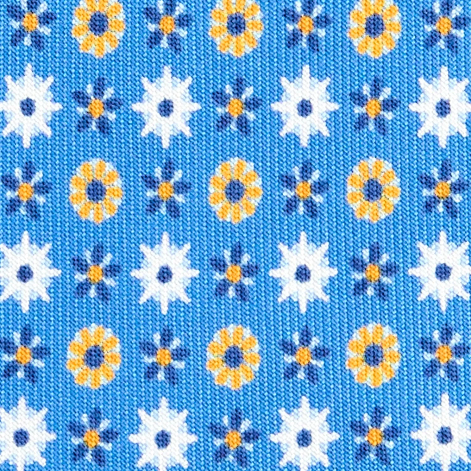 E.Marinella CRAVATTE|Cravatte In Seta Stampata|CRAVATTA SARTORIALE CLASSICA IN SETA AZZURRA Microfantasia fiore