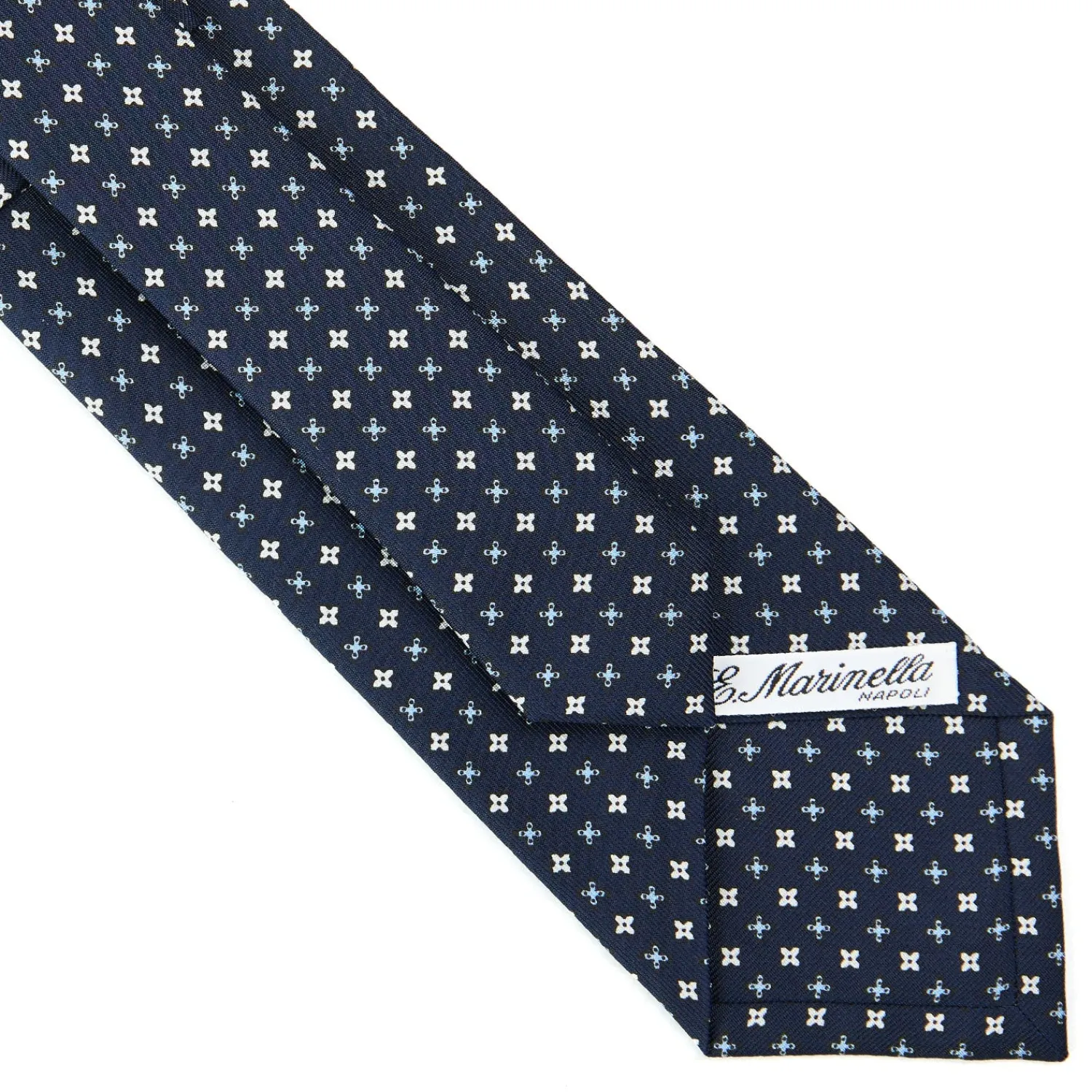 E.Marinella CRAVATTE|Cravatte In Seta Stampata|CRAVATTA SARTORIALE CLASSICA IN SETA BLU SCURO Microfantasia fiore