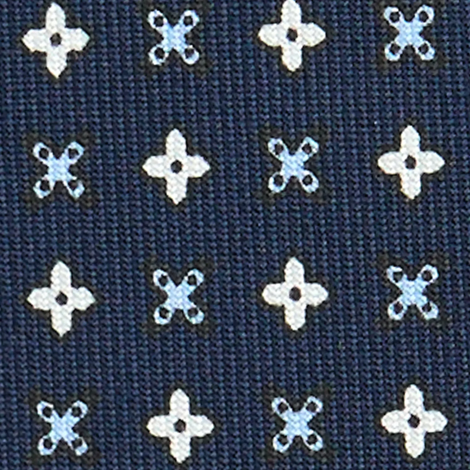 E.Marinella CRAVATTE|Cravatte In Seta Stampata|CRAVATTA SARTORIALE CLASSICA IN SETA BLU SCURO Microfantasia fiore