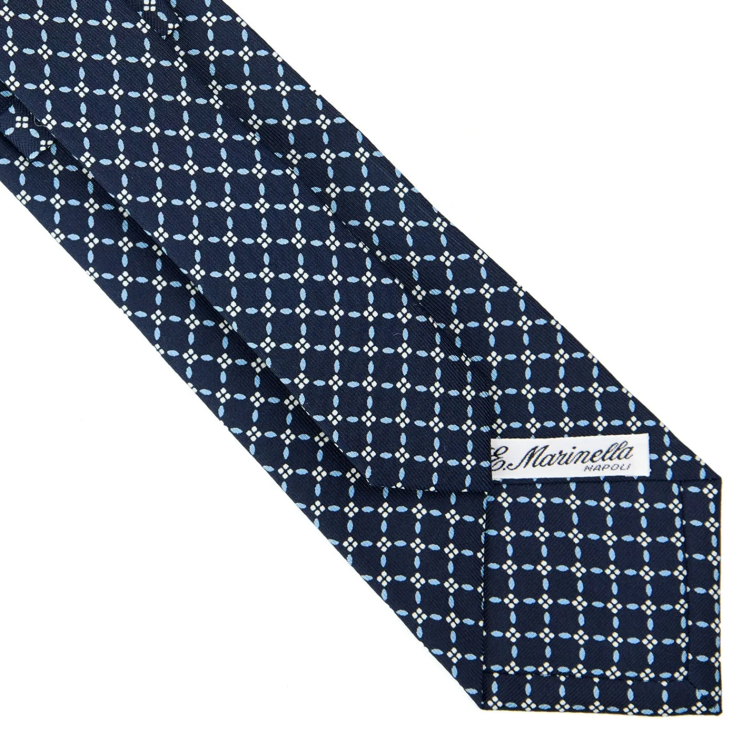 E.Marinella CRAVATTE|Cravatte In Seta Stampata|CRAVATTA SARTORIALE CLASSICA IN SETA BLU SCURO Microfantasia fiore