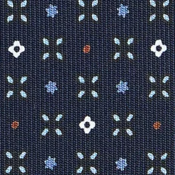 E.Marinella CRAVATTE|Cravatte In Seta Stampata|CRAVATTA SARTORIALE CLASSICA IN SETA BLU SCURO Microfantasia fiore